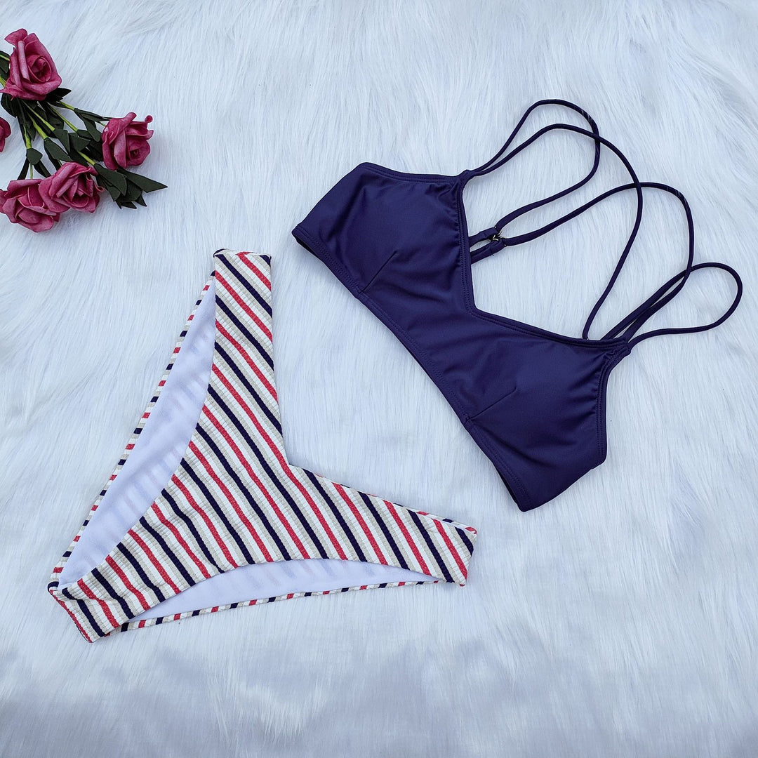 Damen Triangel-Bikini mit mehrfachen Trägern EB