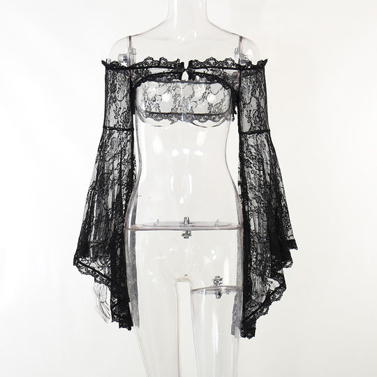 Damen figurbetonte Bluse mit Rüschendetails und Schnürung EB