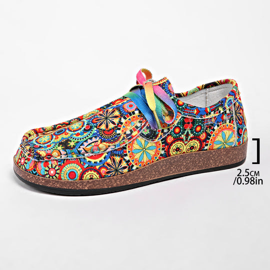 Damen Freizeit-Slipper mit buntem Musterdruck EB