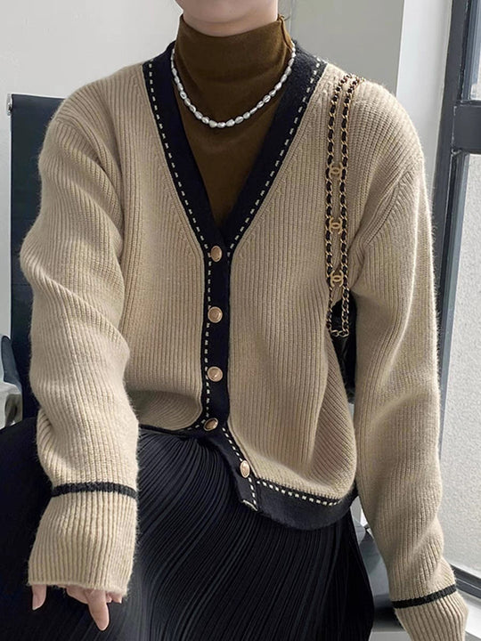 Damen Strickjacke mit kontrastierenden Details EB