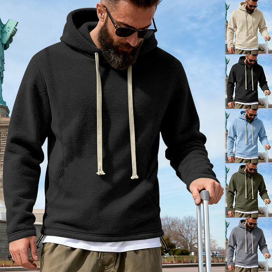 Herren Fleece-Hoodie mit Teddystruktur, Kapuze und entspannter Passform EB