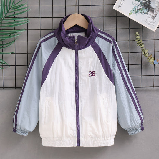 Damen nan sportlicher Retro Windbreaker mit Stehkragen und Raglanärmeln R&B