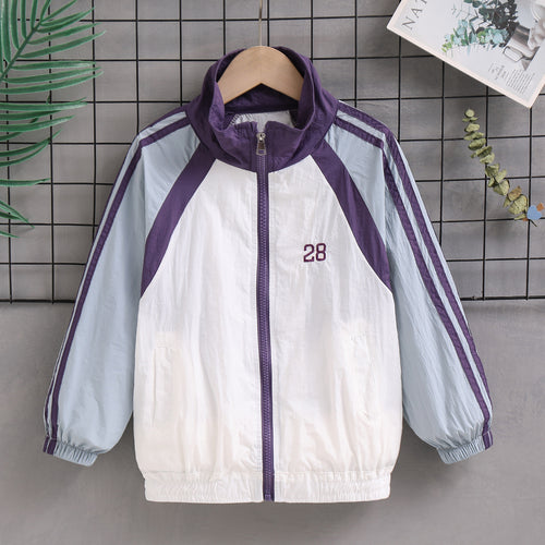 Unisex nan leichte Retro Windjacke mit Stehkragen, durchgehendem Reißverschluss und markanten Kontraststreifen R&B