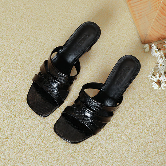 Damen modische Slides mit luxuriösem Metallic-Finish und komfortablem Fußbett EB