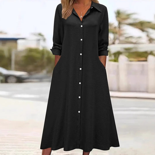 Damen Hemdblusenkleid mit praktischen Taschen und elegantem Schnitt EB