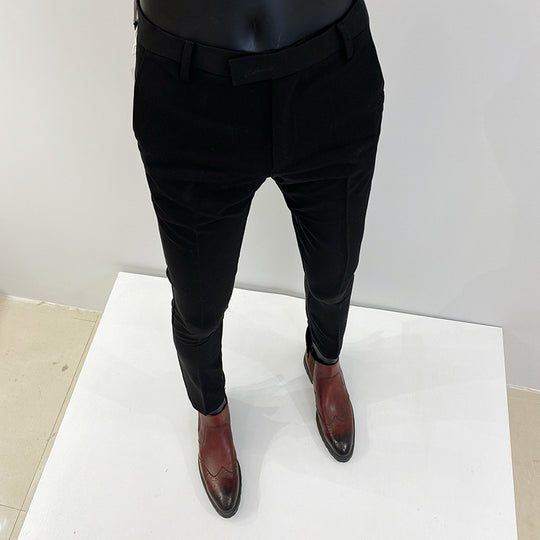 Herren nan schlanke elegante Anzughose mit Stretchbund, Bügelfalte und schmal zulaufendem Bein EB
