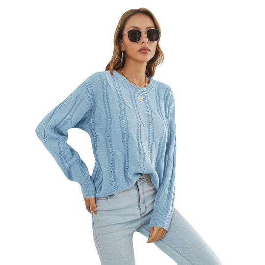 Damen Grobstrickpullover mit einzigartigem Zopfmuster und lässigem Schnitt EB