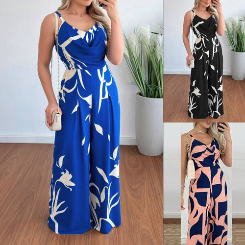 Damen eleganter Jumpsuit mit Casino-Ärmeln und Drapierung EB