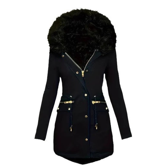 Damen winterliche Parka mit abnehmbarem Pelzkragen EB