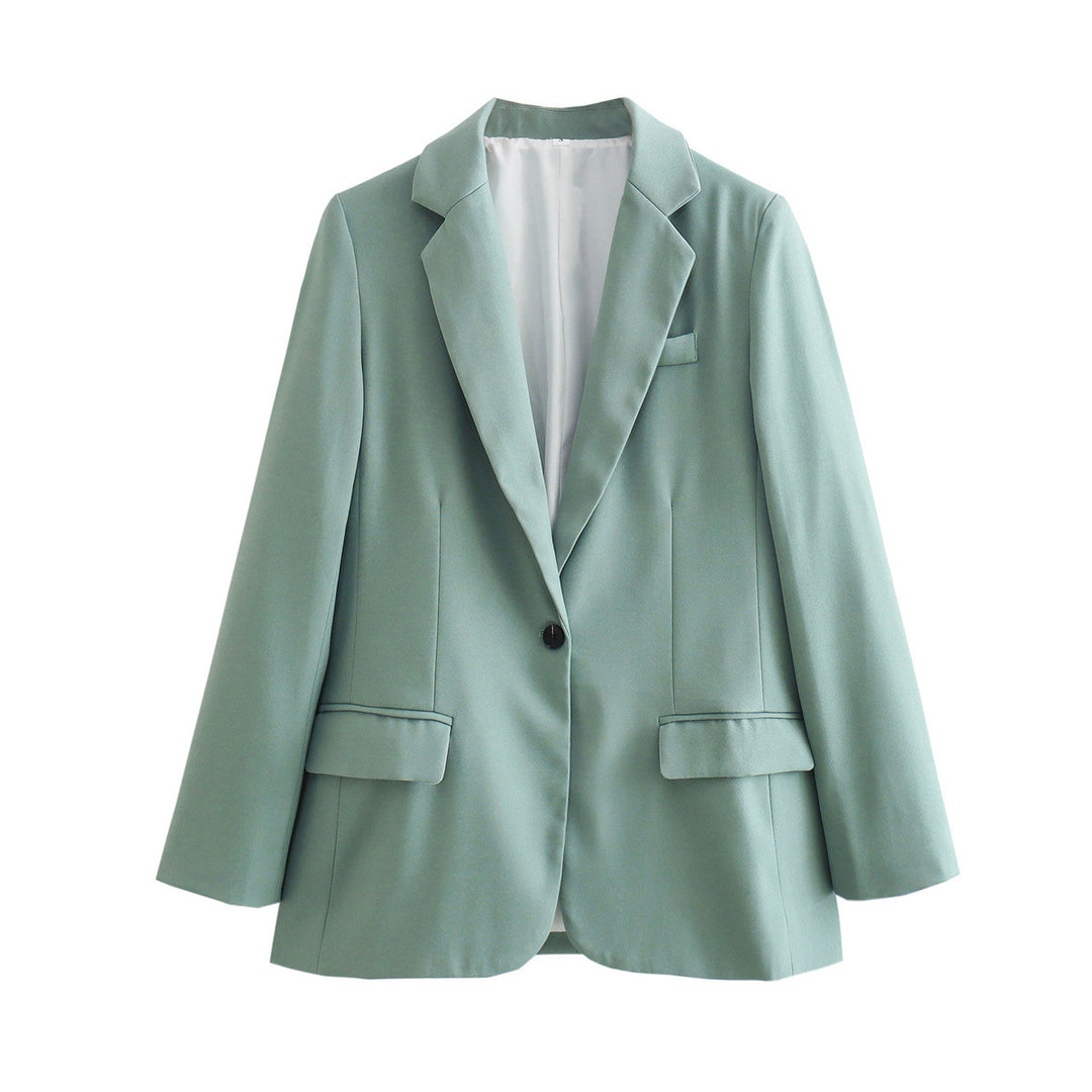 Damen taillierter Blazer mit elegantem Revers und praktischen Taschen EB