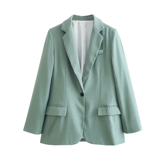 Damen taillierter Blazer mit elegantem Revers und praktischen Taschen EB