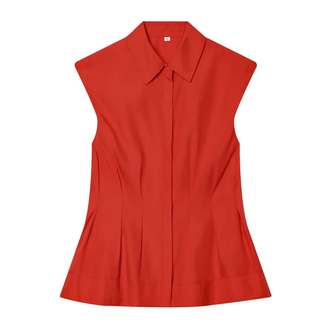Damen ärmellose Bluse mit modernem Schnitt EB