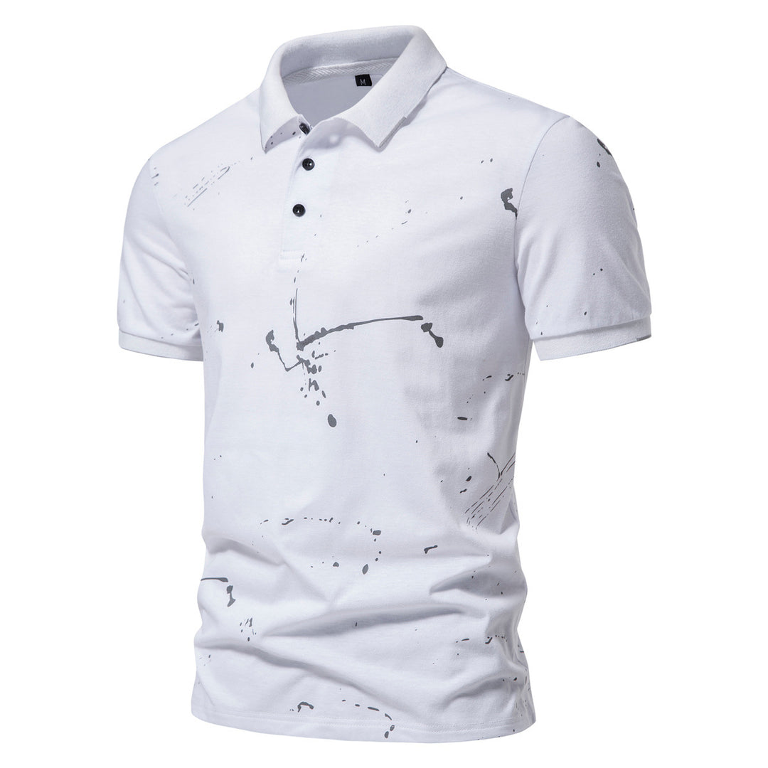 Herren Poloshirt mit kreativen Spritzdruck und hochwertiger Baumwolle EB