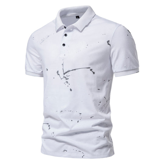 Herren Poloshirt mit kreativen Spritzdruck und hochwertiger Baumwolle EB