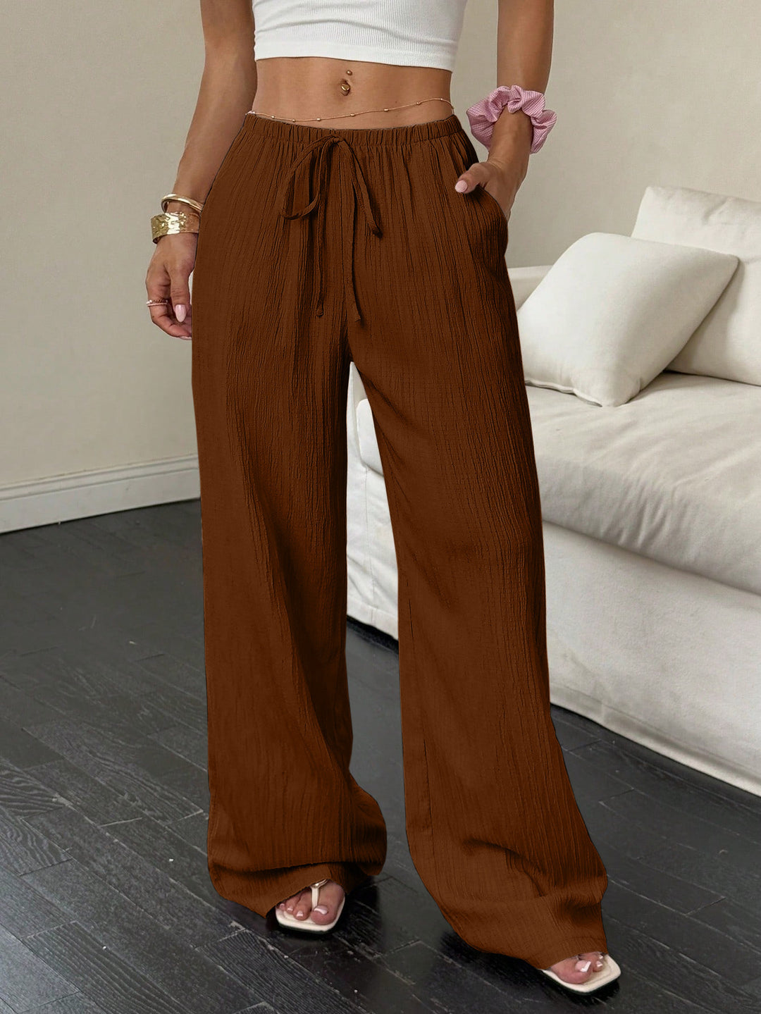 DamenWeit geschnittene Freizeit-Hose mit komfortablem Gummibund und praktischen Taschen EB