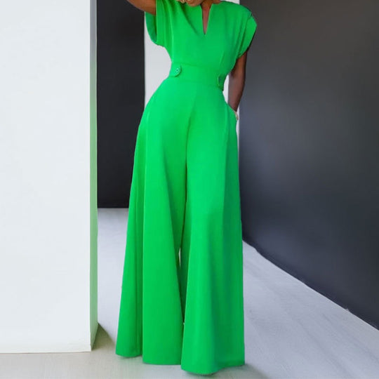 Damen eleganter Jumpsuit mit weitem Bein und praktischen Taschen EB