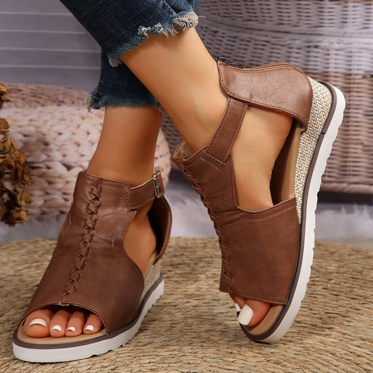 Damen bequeme Plateau-Sandalen mit atmungsaktiven Mesh-Einsätzen EB