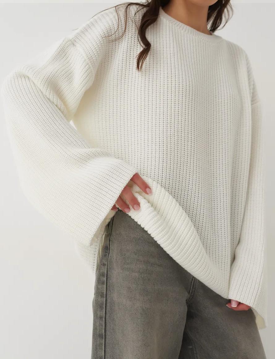 Damen Oversized Strickpullover mit strukturiertem Design und lässigem Schnitt EB