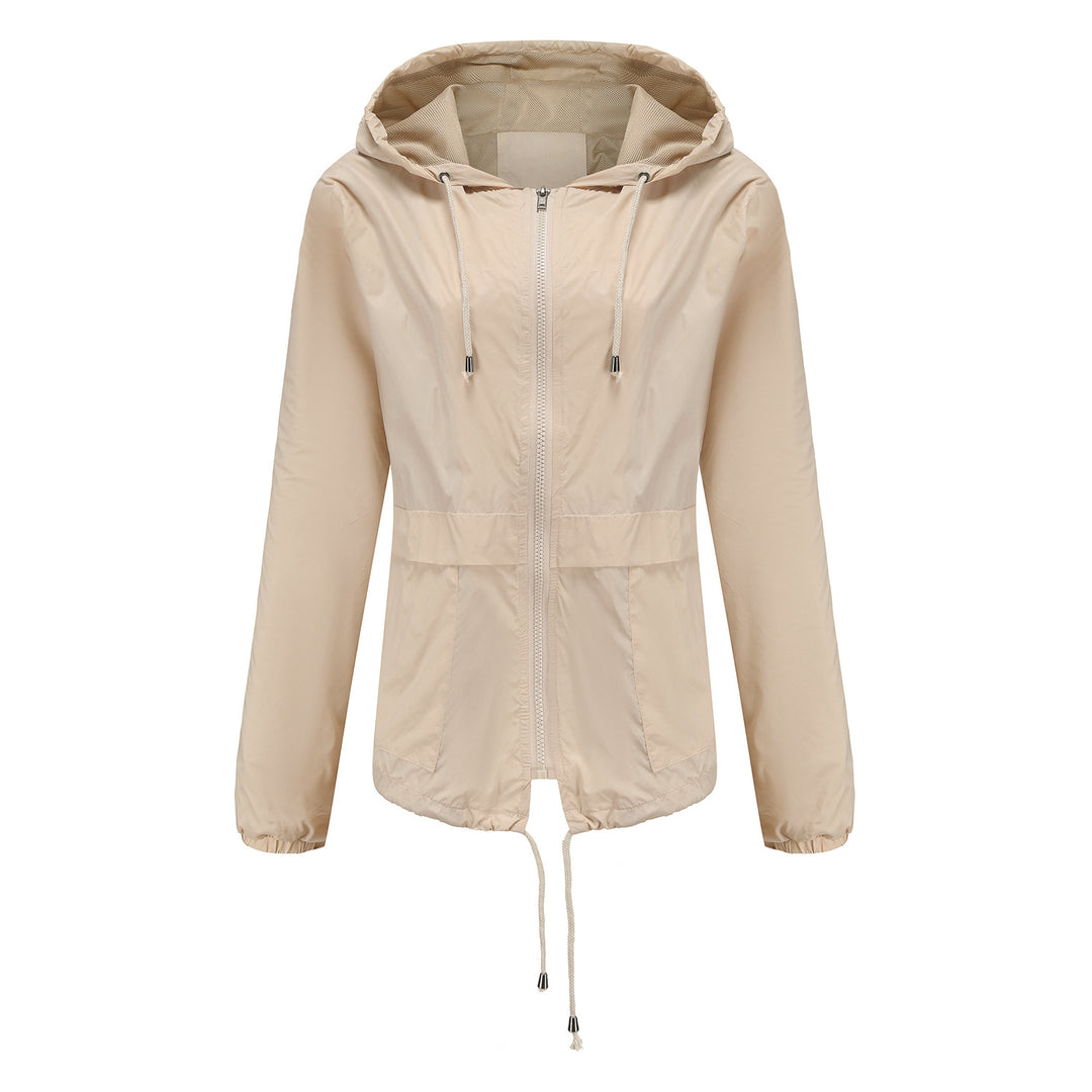 Damen nan leichte Windjacke mit Kapuze Mesh-Futter Kordelzug und Reißverschluss EB