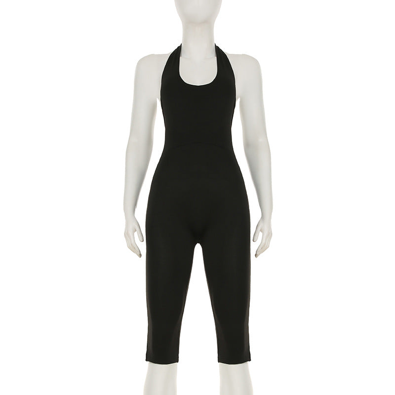 Damen körperbetonter Jumpsuit mit tiefem Rückenausschnitt und reinem Design EB