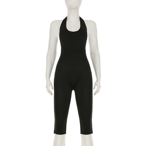 Damen körperbetonter Jumpsuit mit tiefem Rückenausschnitt und reinem Design EB