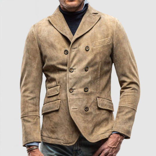 Herren modische jacke mit doppelter Knopfleiste und praktischen Taschen Heidi-Mode