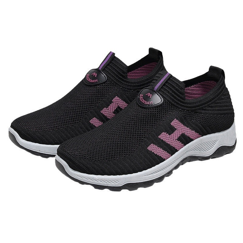 Damen Sportliche Slip-On Sneakers mit atmungsaktiver Oberflächenstruktur EB