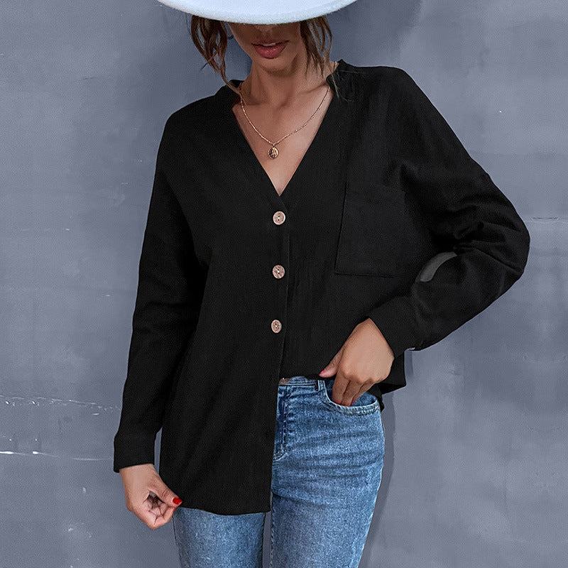 Damen lässige Bluse mit Knopfdetails und verkürztem Schnitt EB