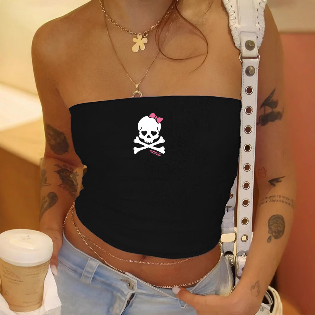 Damen Bandeau-Top mit verspieltem Karomuster und dekorativem Schleifenakzent EB