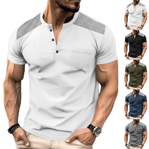 Herren Kurzarm-Henley-Shirt mit strukturiertem Design und praktischen Knöpfen EB
