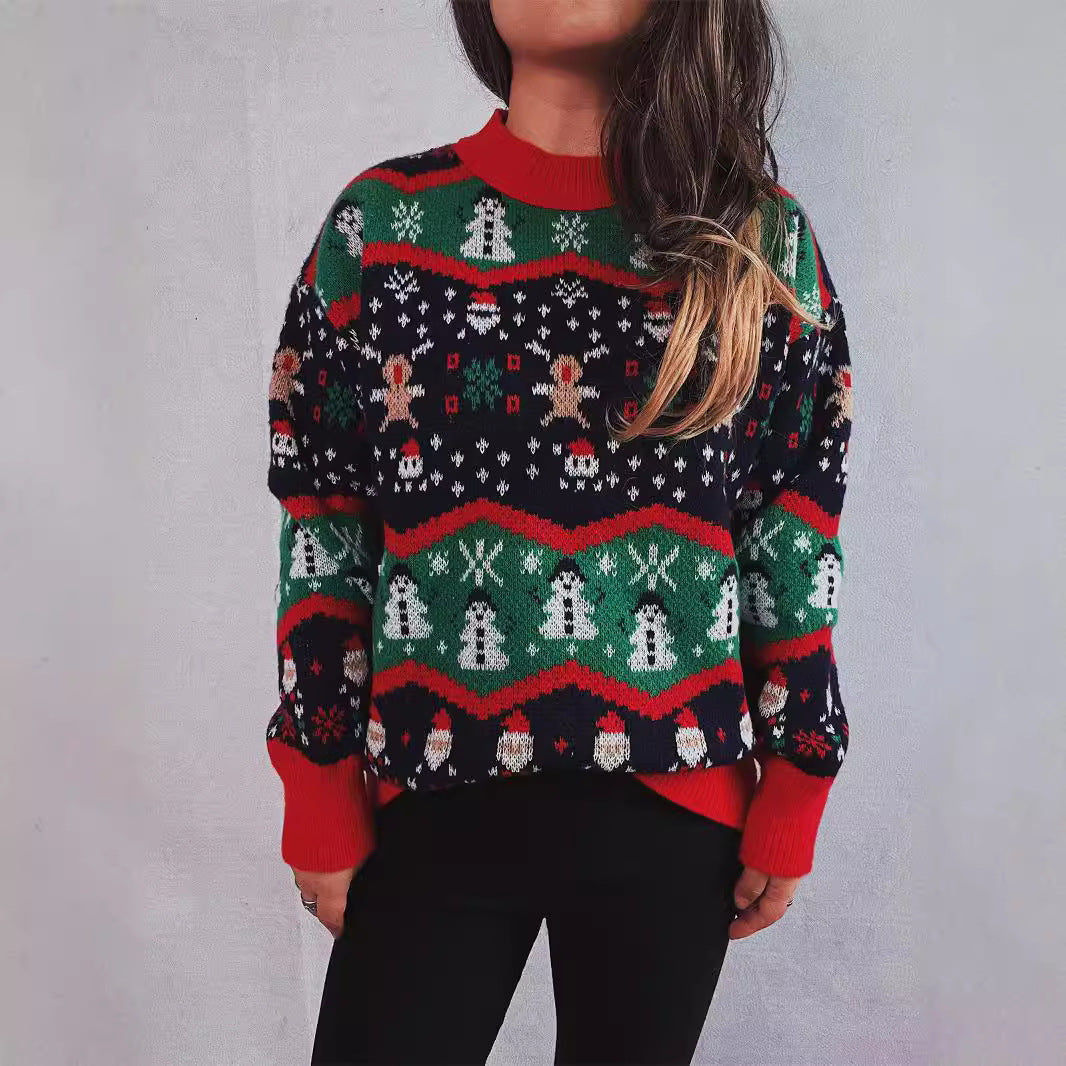 Damen Weihnachts-Pullover mit festlichem Design und verspielten Motiven EB