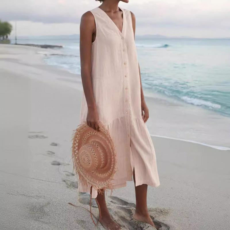 Damen Sommerliches Leinenkleid EB
