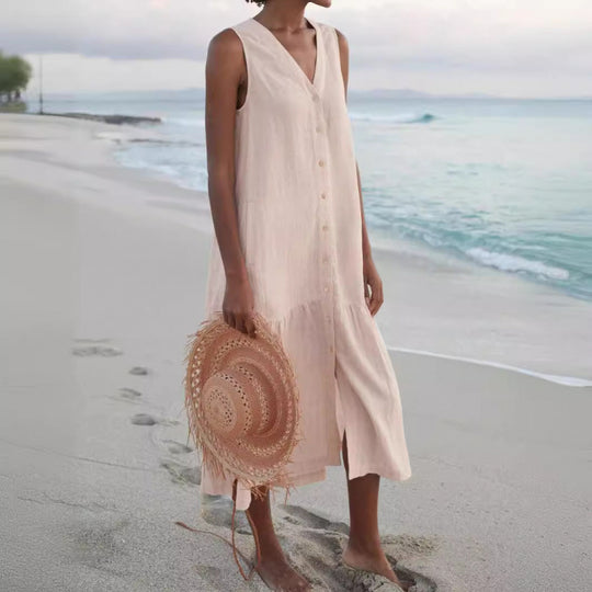 Damen Sommerliches Leinenkleid EB