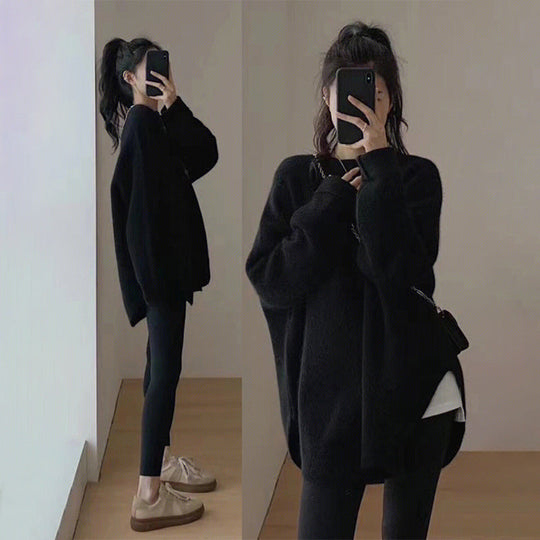 EB | Pullover - Damen Herbst Mid-Length Oversized Pullover