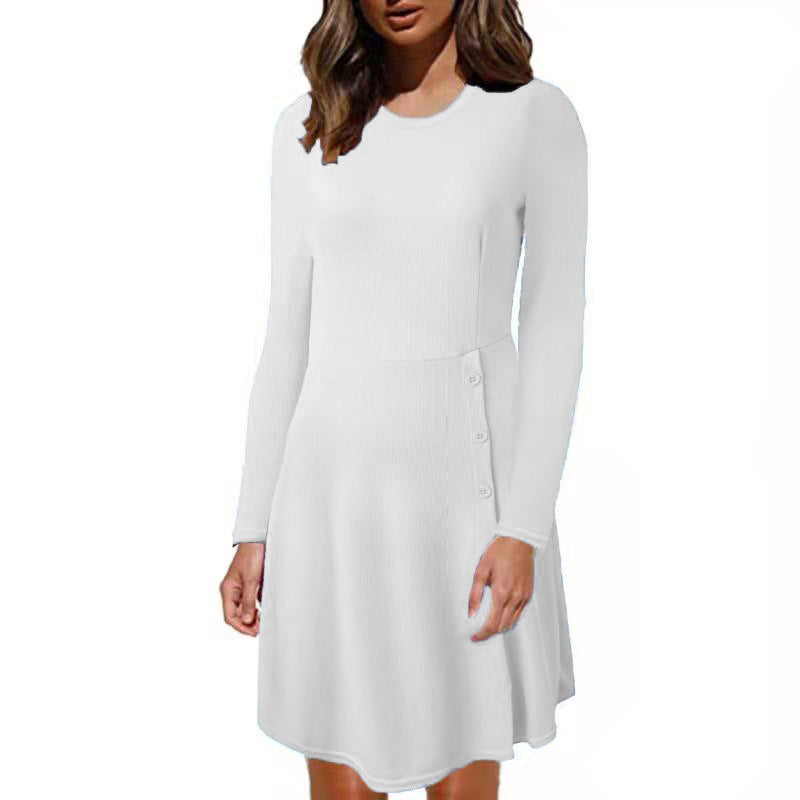 Damen Strickkleid mit Knopfdetails und eng anliegendem Oberteil EB