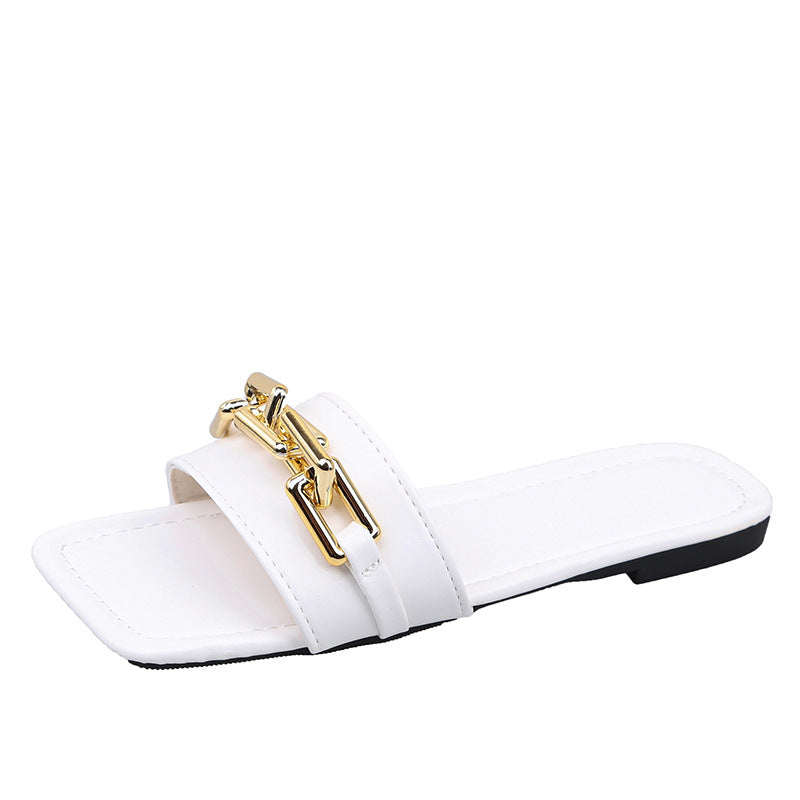 Damen Mules mit dekorativem Kettenverschluss und komfortablem Fußbett EB