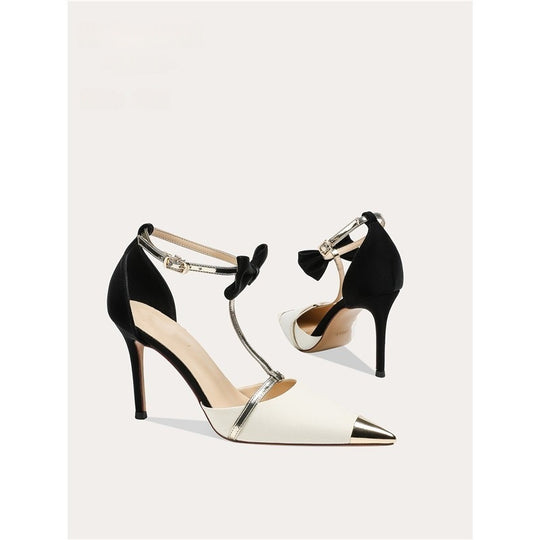 Damen elegante High Heel Schuhe mit modischem Riemendesign und zierlicher Schleifenverzierung EB