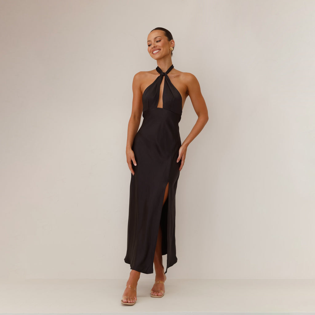 Damen Langkleid mit elegantem Wickeldesign und schickem Schlitz EB
