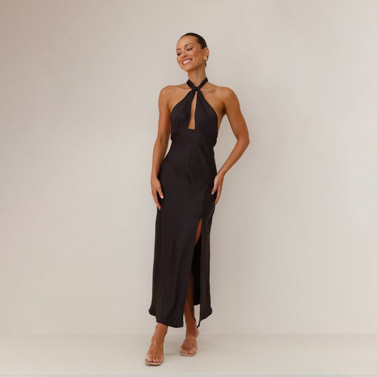 Damen Langkleid mit elegantem Wickeldesign und schickem Schlitz EB