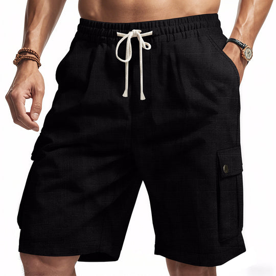Herren nan utilitarische Cargo-Shorts mit Elastikbund, Tunnelzug und aufgesetzten Klappentaschen EB