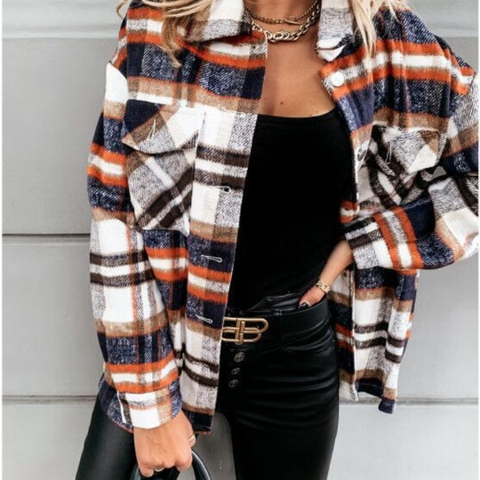 Damen Karierte Overshirt-Jacke aus weichem Flanell EB