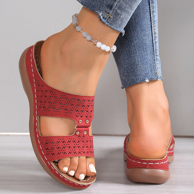 Damen Komfort-Sandalen mit perforiertem Obermaterial und gepolsterter Fußbettung EB