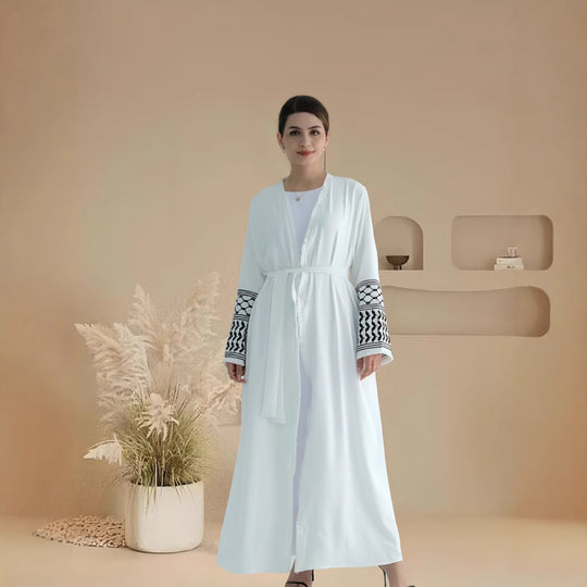 Damen Elegante Kaftan-Jacke mit dekorativen Ärmeln und Gürtel EB