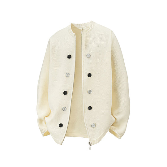 Damen Strickjacke mit hohem Kragen und dezenten Knopfdetails EB