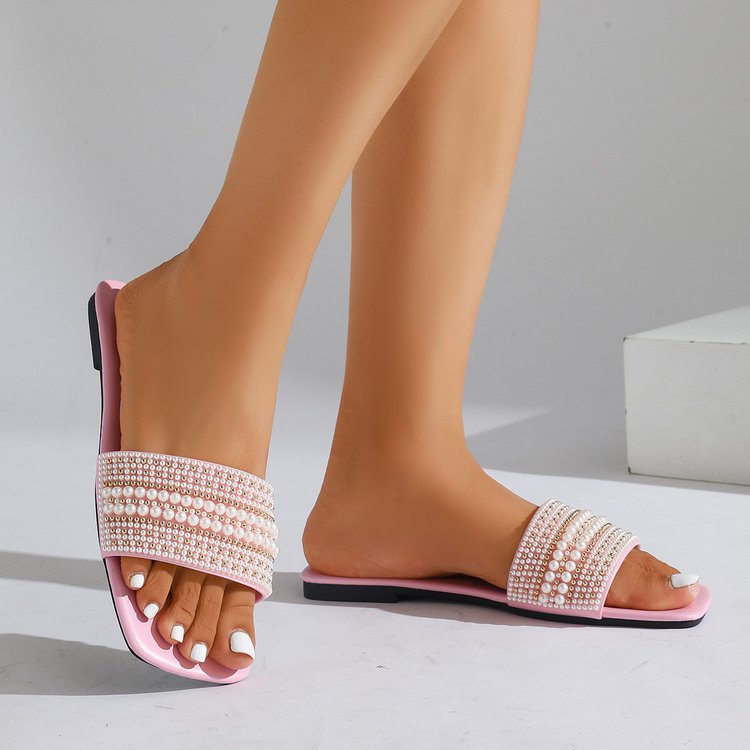 Damen Plateau-Sandalen mit dekorativen Perlenakzenten EB