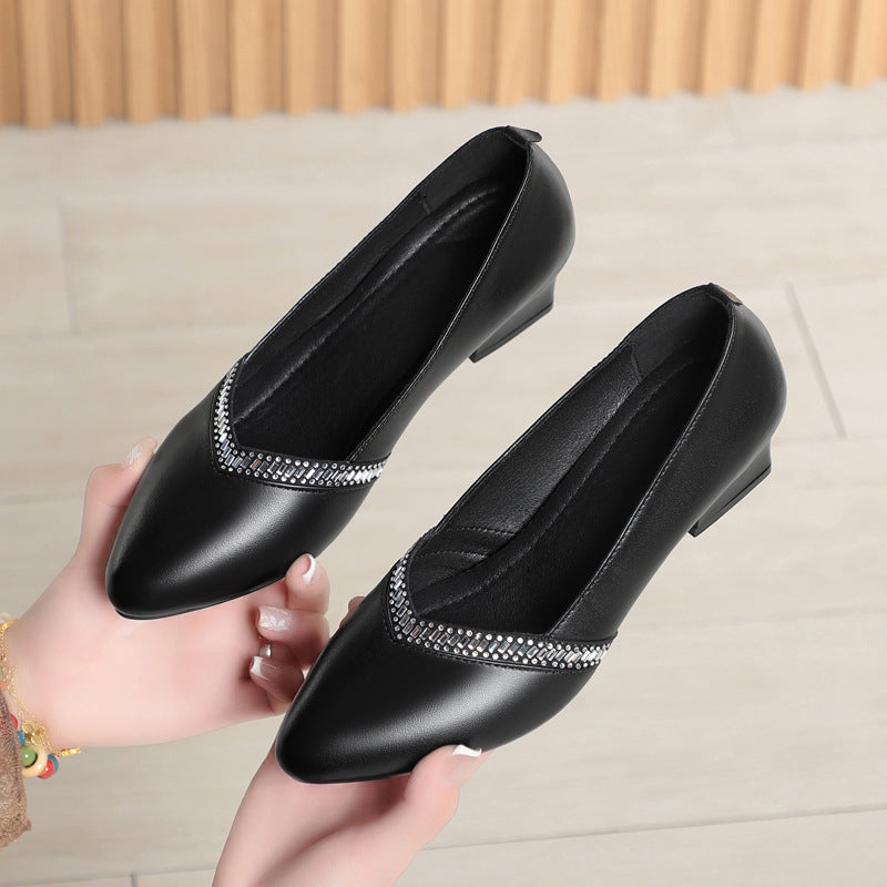 Damen elegante Pumps mit funkelndem Strass und komfortablem Blockabsatz EB