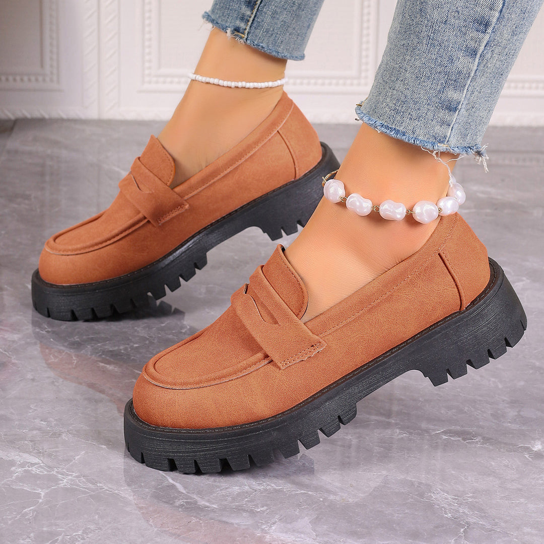 Damen nan Plateau-Loafer mit Profilsohle und Velourslederoptik EB