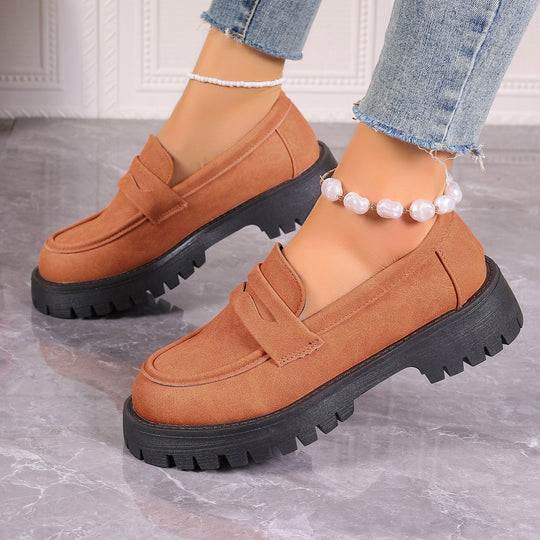 Damen nan Plateau-Loafer mit Profilsohle und Velourslederoptik EB