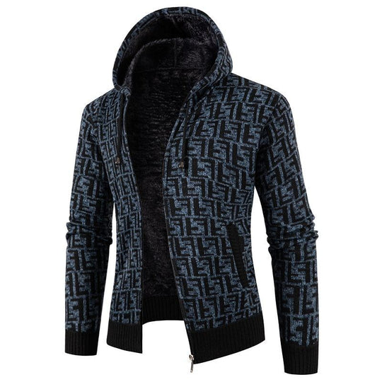 Herren Strickjacke mit modernem Zopfmuster und kuscheligem Innenfutter EB