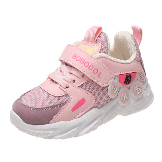 Damen Sportliche Kindersneaker mit praktischem Klettverschluss und bunten Applikationen EB